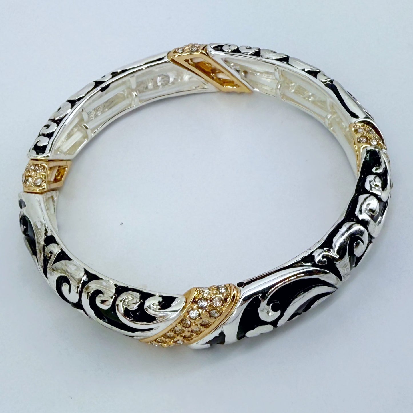 2 Tones Stretchable Filigree Design Bracelet