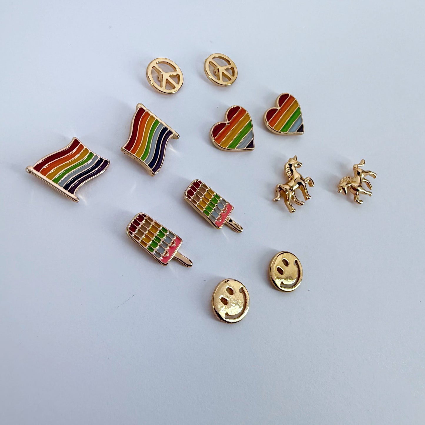 Rainbow Multi pack 6 pairs Stud Earrings