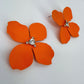 Metal Petals Flower with Rhinestone Post Back Earrings