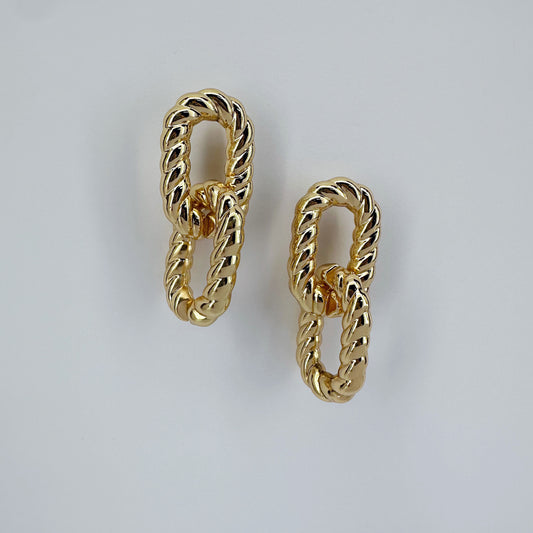 Rope Design Cuban Links Drop Dangle Earrings