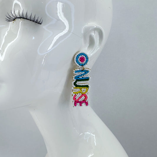 Multicolor Beaded Drop Dangle Nurse Earrings