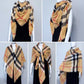 Checkered Beige Cotton Square Blanket Scarf
