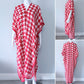 Red Houndstooth Long Kimono
