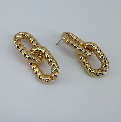 Rope Design Cuban Links Drop Dangle Earrings