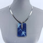 Silver Finish Snake Chain Necklace With Square Denim Pendant
