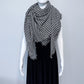 Black and White Houndstooth Print Scarf