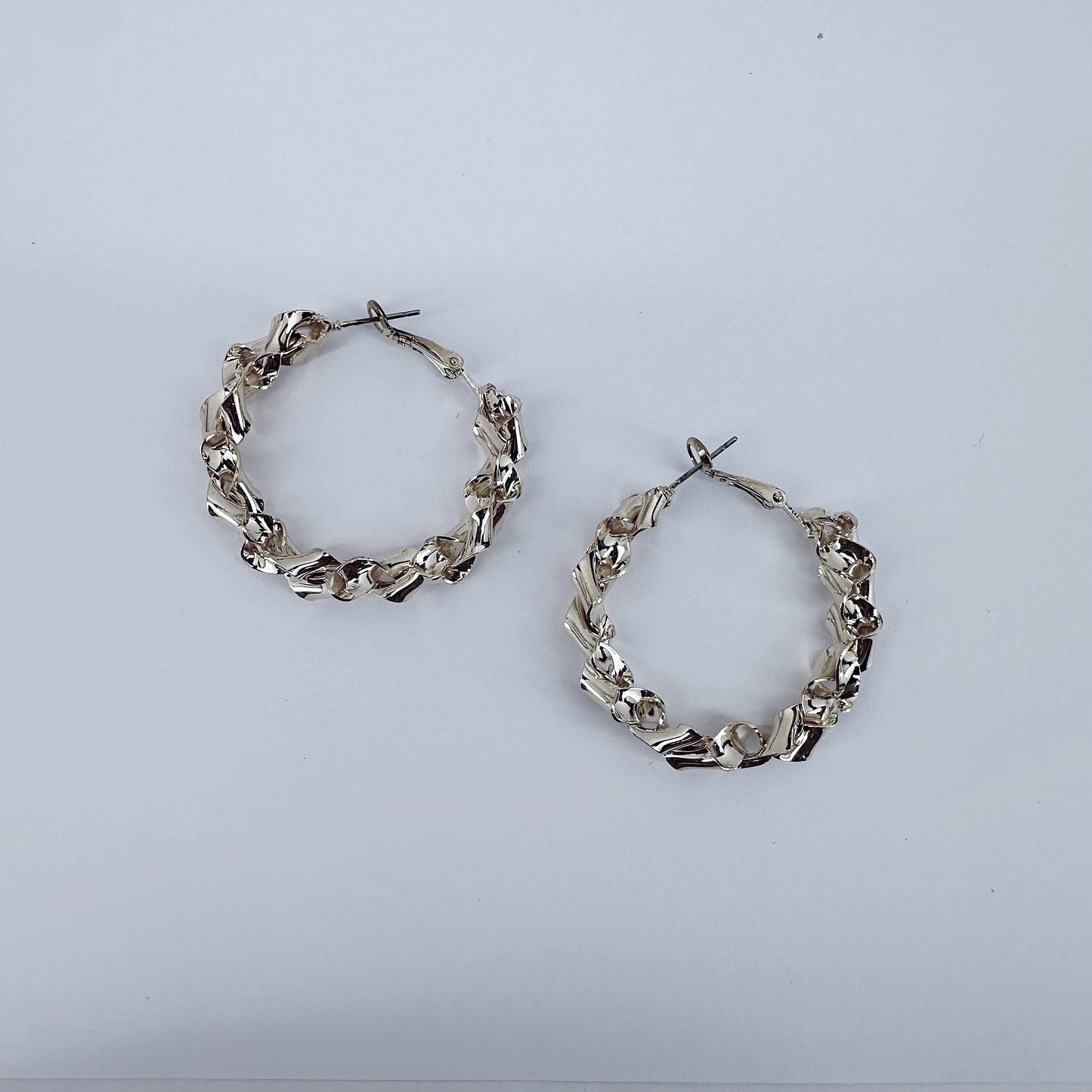 40mm Twisted Metal Design Hoop Earrings