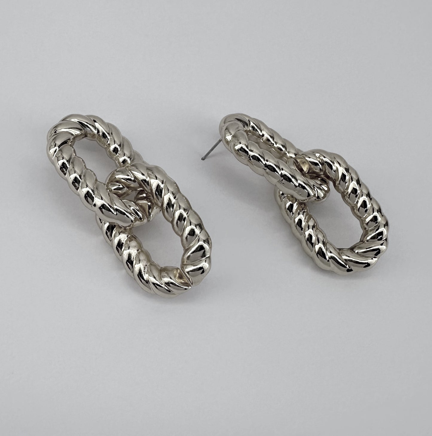 Rope Design Cuban Links Drop Dangle Earrings