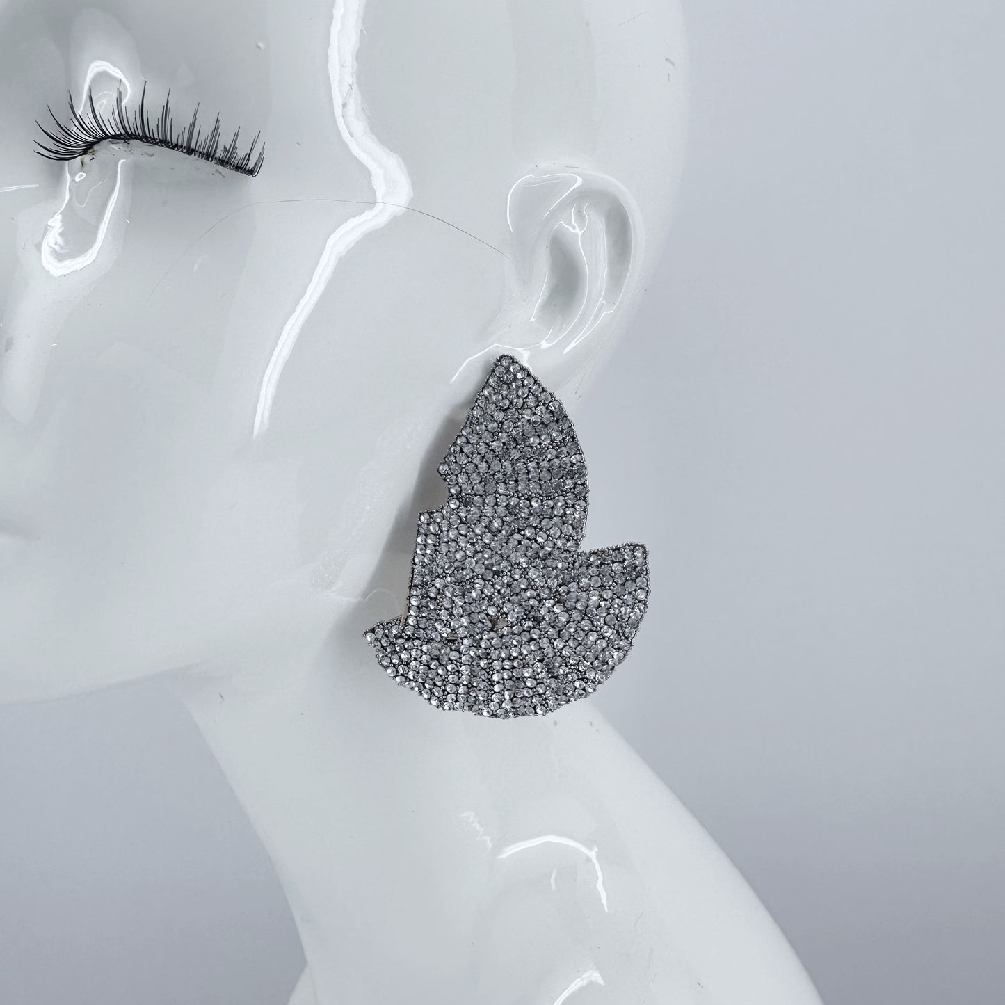Rhinestones Double Fan Shape Earrings