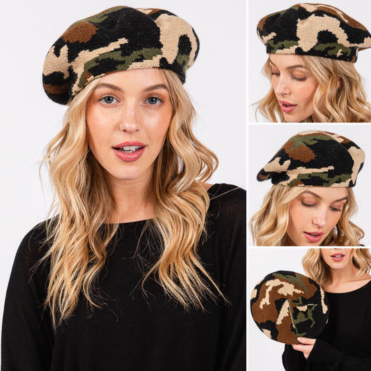 Camouflage Print Tam Beret