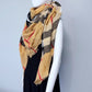 Checkered Beige Cotton Square Blanket Scarf