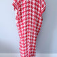 Red Houndstooth Long Kimono