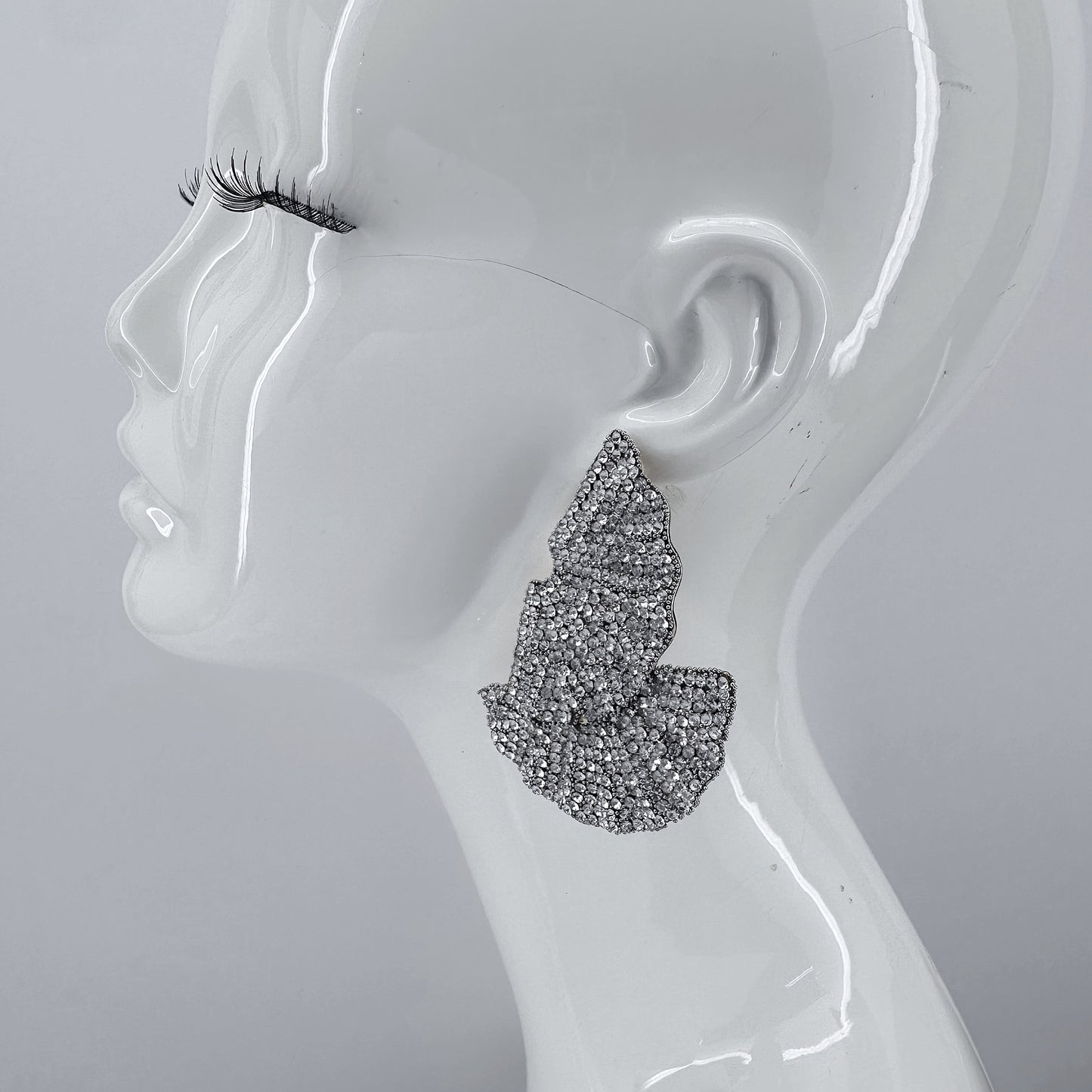 Rhinestones Double Fan Shape Earrings