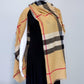 Checkered Beige Cotton Square Blanket Scarf