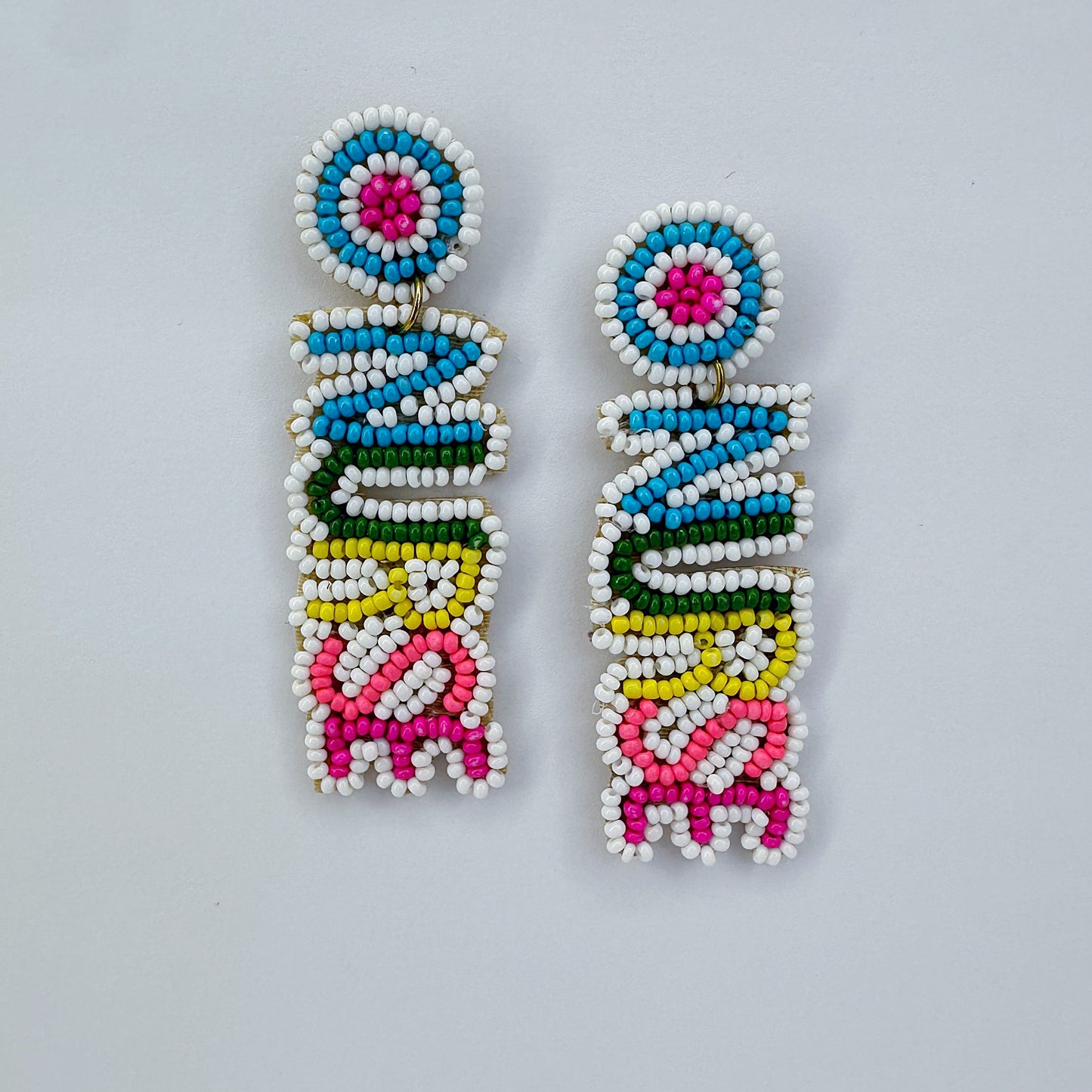Multicolor Beaded Drop Dangle Nurse Earrings