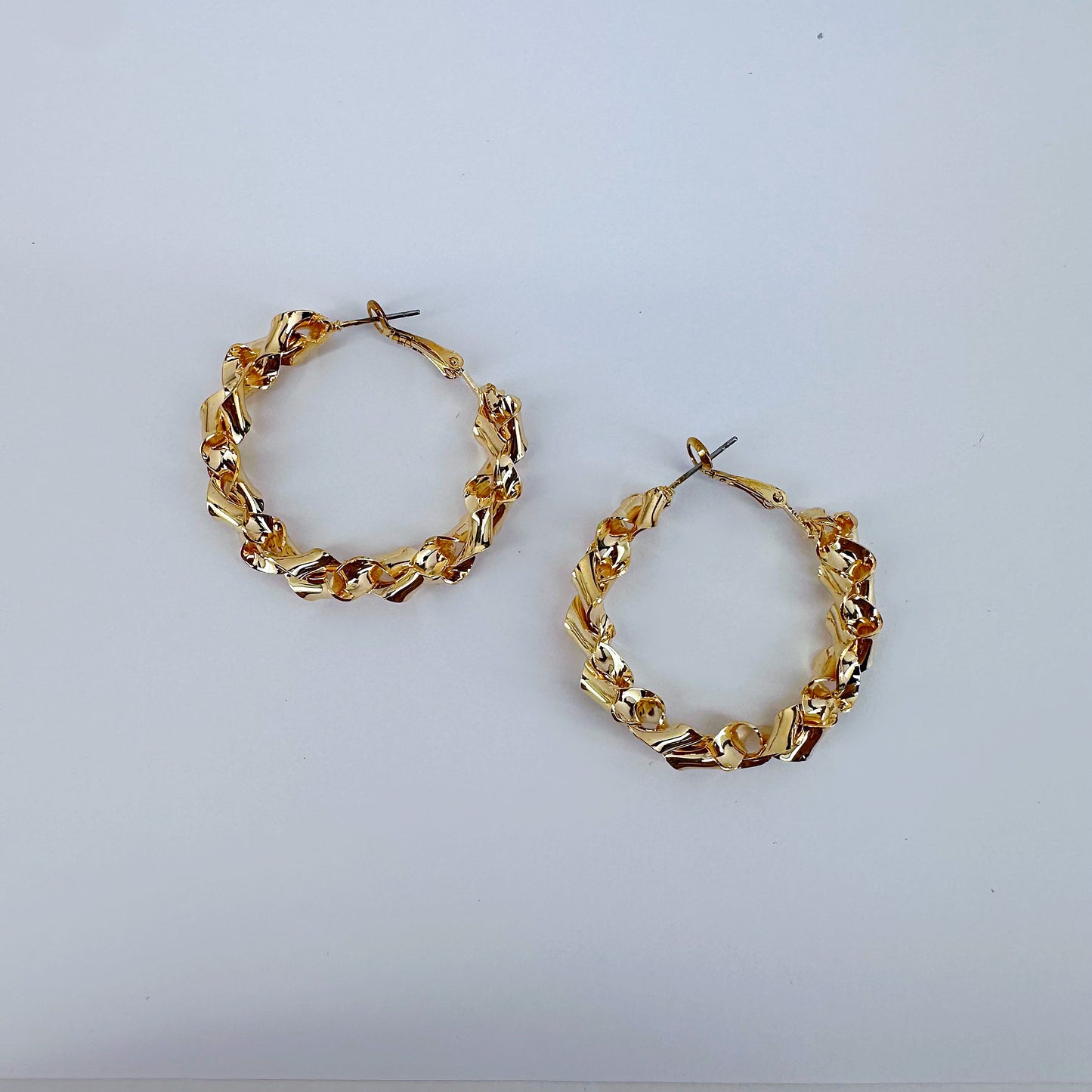 40mm Twisted Metal Design Hoop Earrings