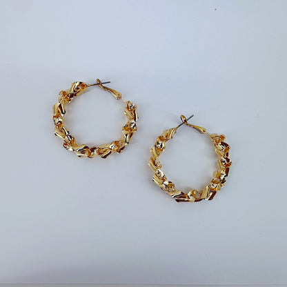 40mm Twisted Metal Design Hoop Earrings