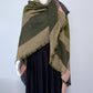 Olive Green Cotton Square Blanket Scarf