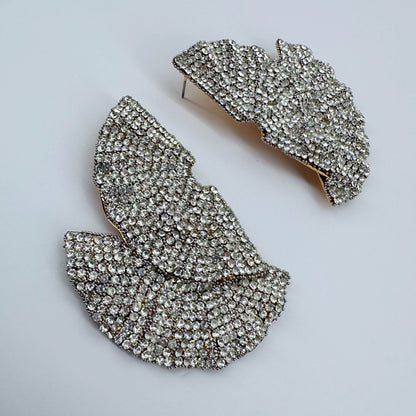 Rhinestones Double Fan Shape Earrings