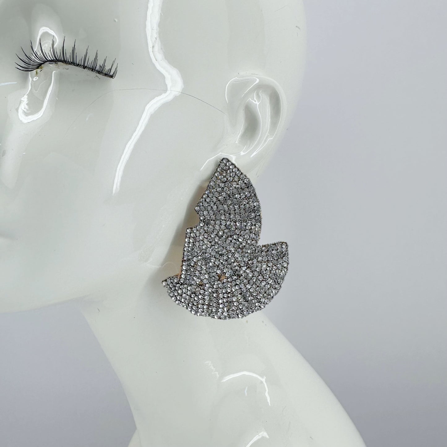 Rhinestones Double Fan Shape Earrings