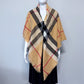 Checkered Beige Cotton Square Blanket Scarf