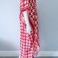 Red Houndstooth Long Kimono