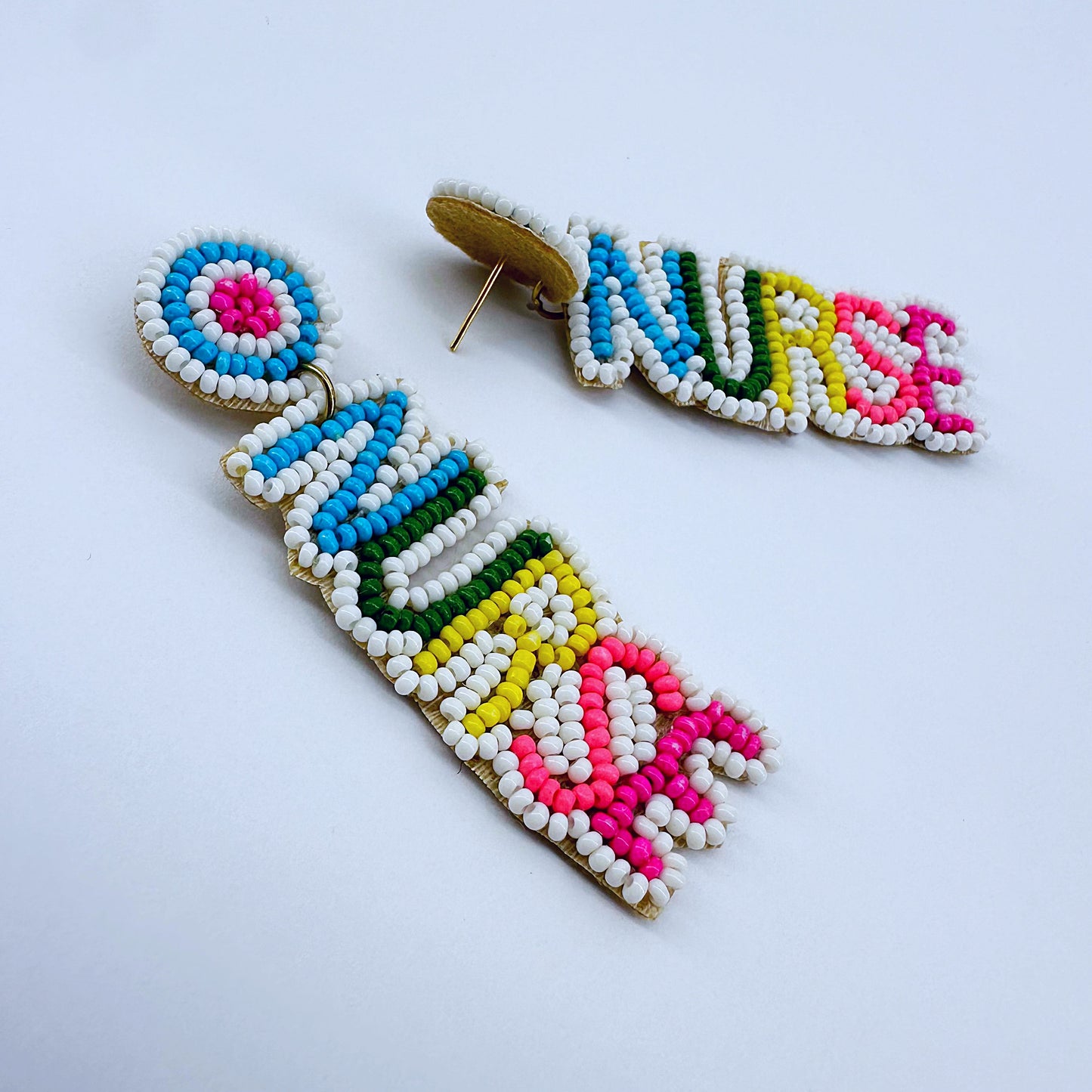 Multicolor Beaded Drop Dangle Nurse Earrings