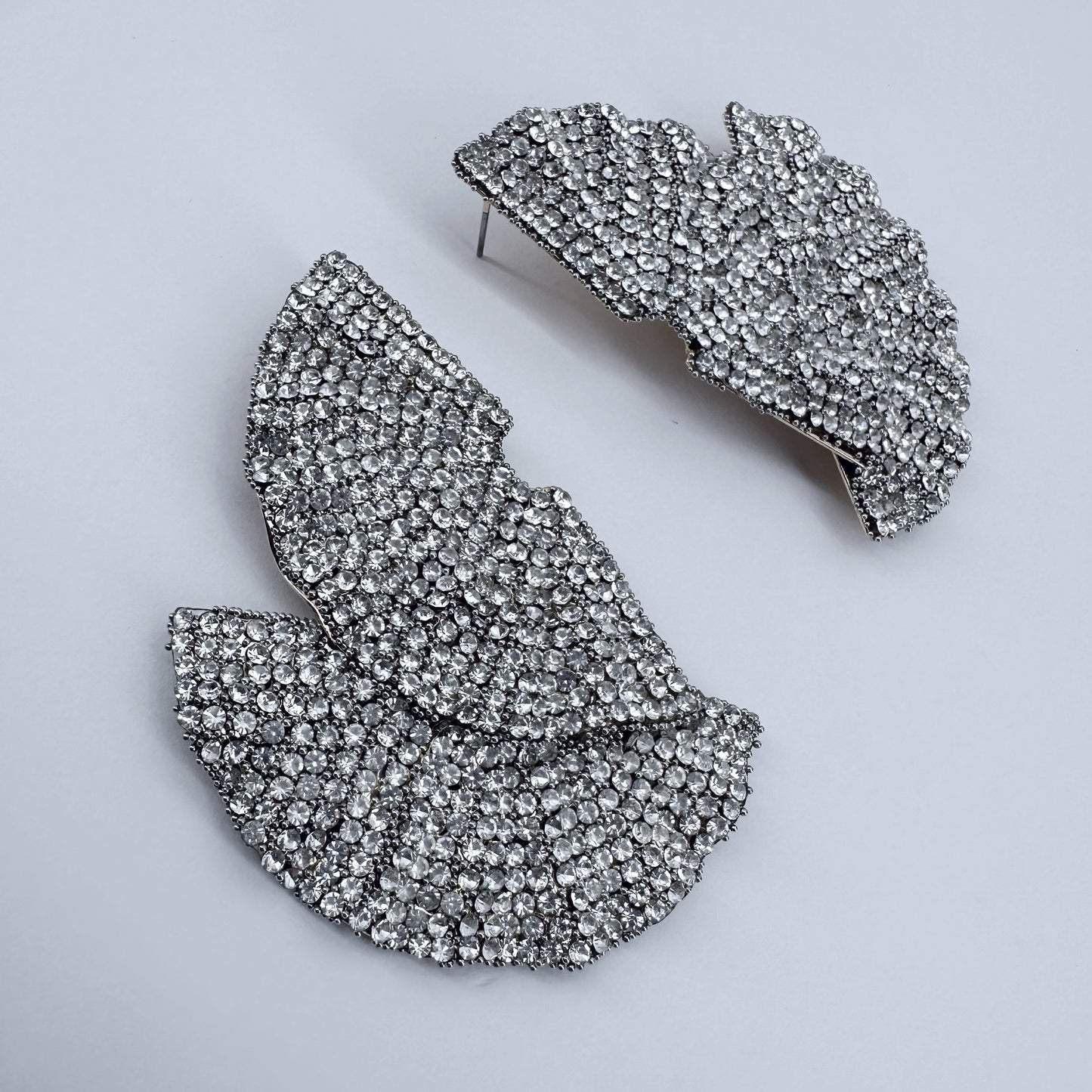 Rhinestones Double Fan Shape Earrings