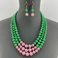 Green And Pink Pearls Necklace Set