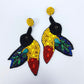 Beaded Hummingbird Colibri Multicolor Back Velvet Earrings