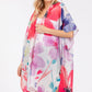 Water Color Flower Print Open KImono Shawl