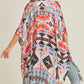 Tribal Aztec Print Kimono Shawl Cover Up Red and Black Design