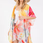 Water Color Flower Print Open KImono Shawl