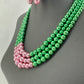 Green And Pink Pearls Necklace Set