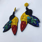 Beaded Hummingbird Colibri Multicolor Back Velvet Earrings
