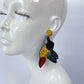 Beaded Hummingbird Colibri Multicolor Back Velvet Earrings
