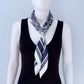 Blue or Black Print Faux Silk Scarf / Bandana