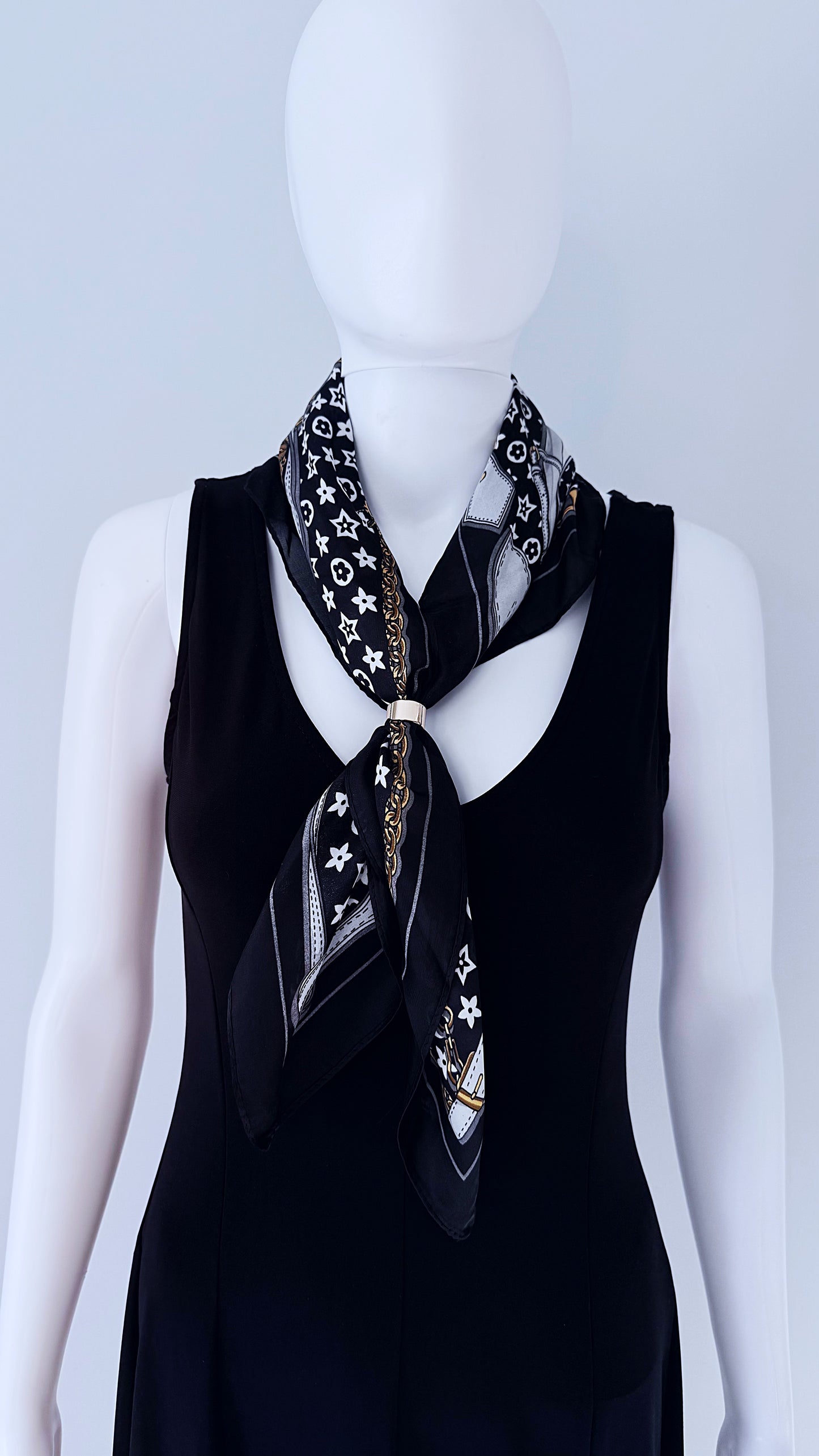 Flower Print Faux Silk Scarf / Bandana
