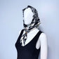 Blue or Black Print Faux Silk Scarf / Bandana