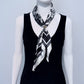 Blue or Black Print Faux Silk Scarf / Bandana