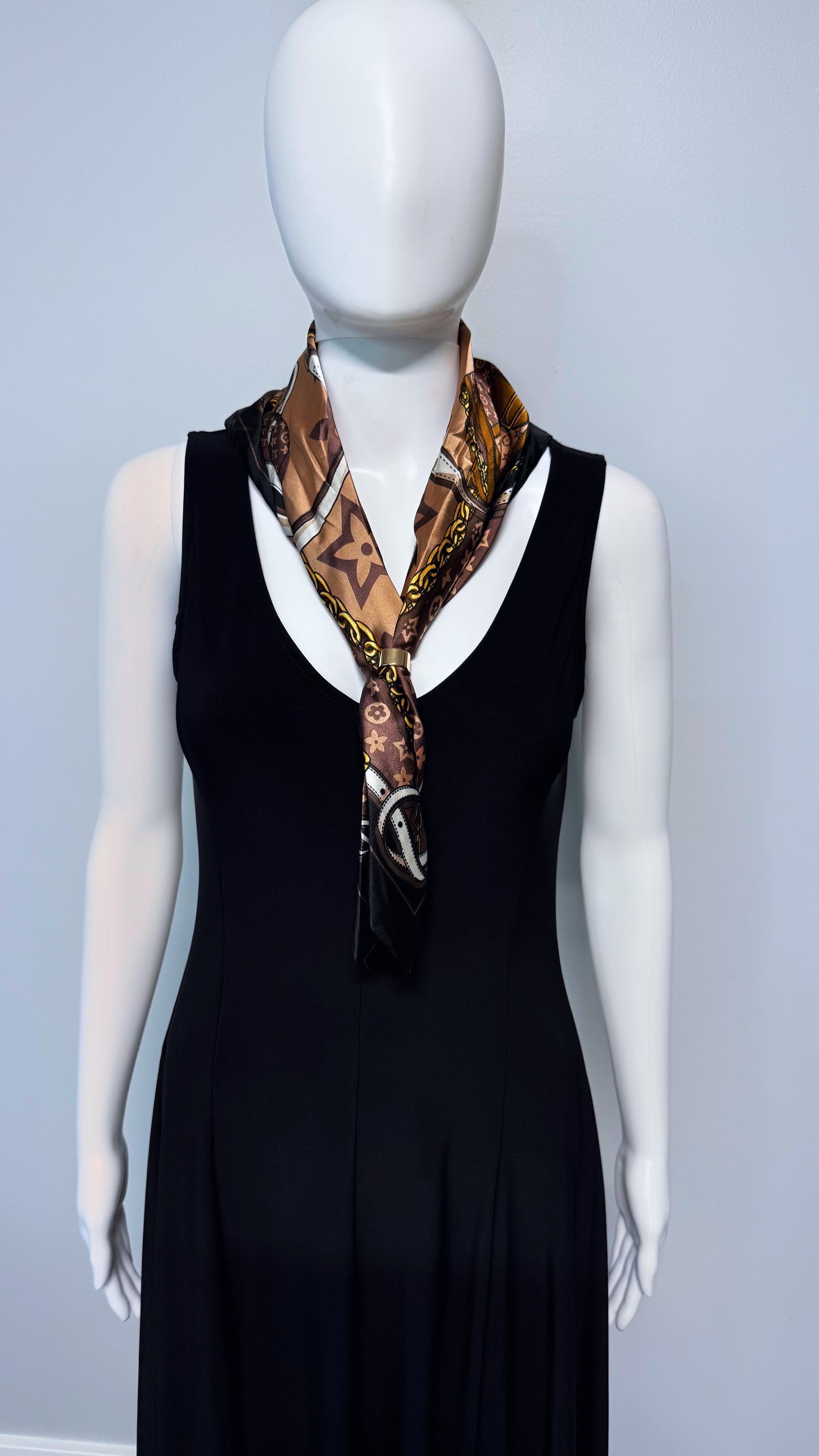 Flower Print Faux Silk Scarf / Bandana