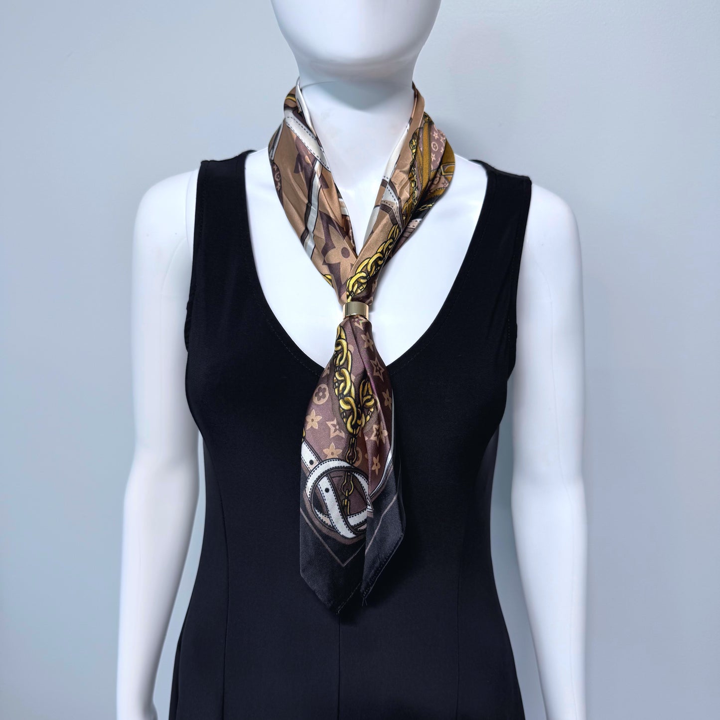 Flower Print Faux Silk Scarf / Bandana