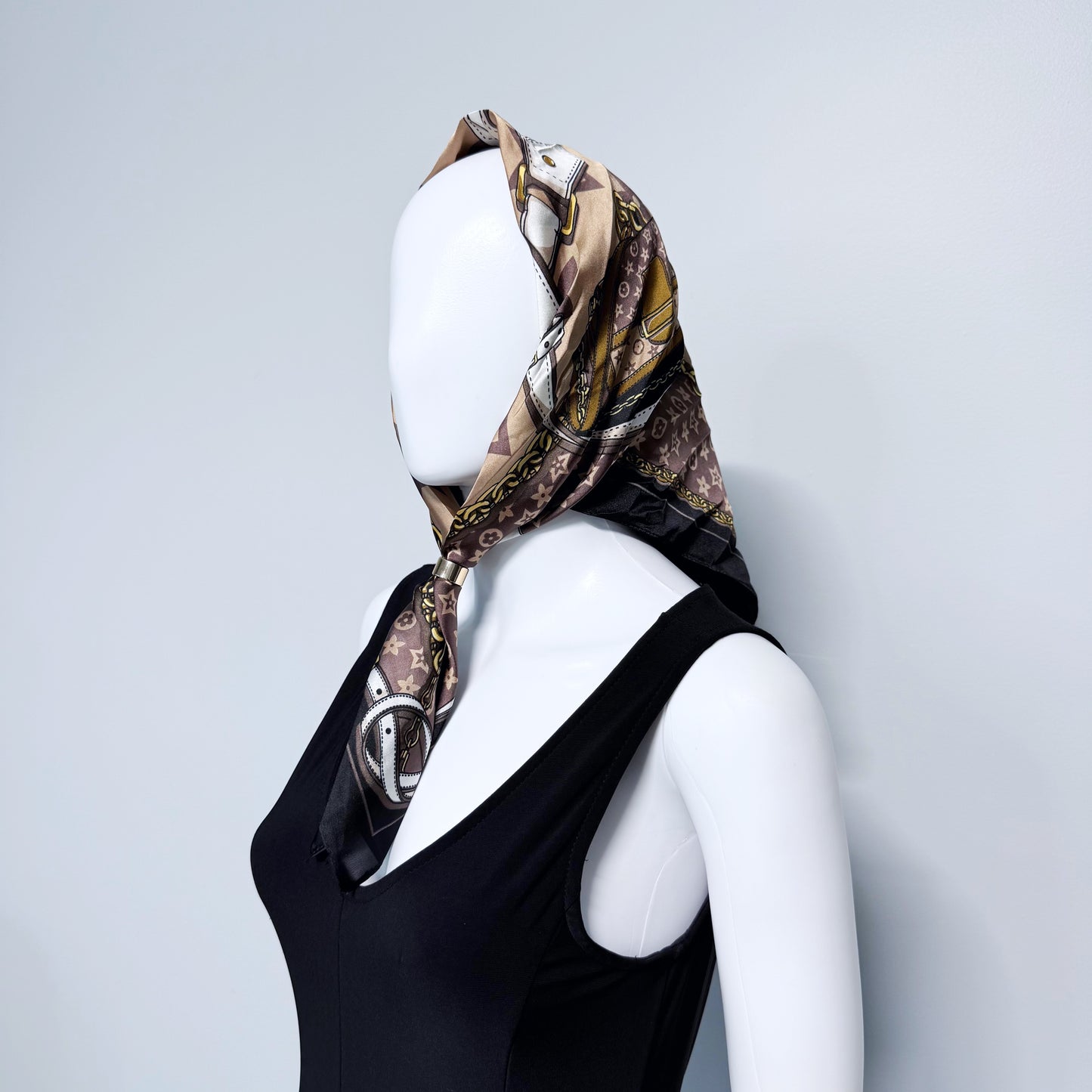 Flower Print Faux Silk Scarf / Bandana