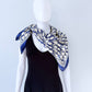 Blue Silk Feel Square Scarf Initial D Print