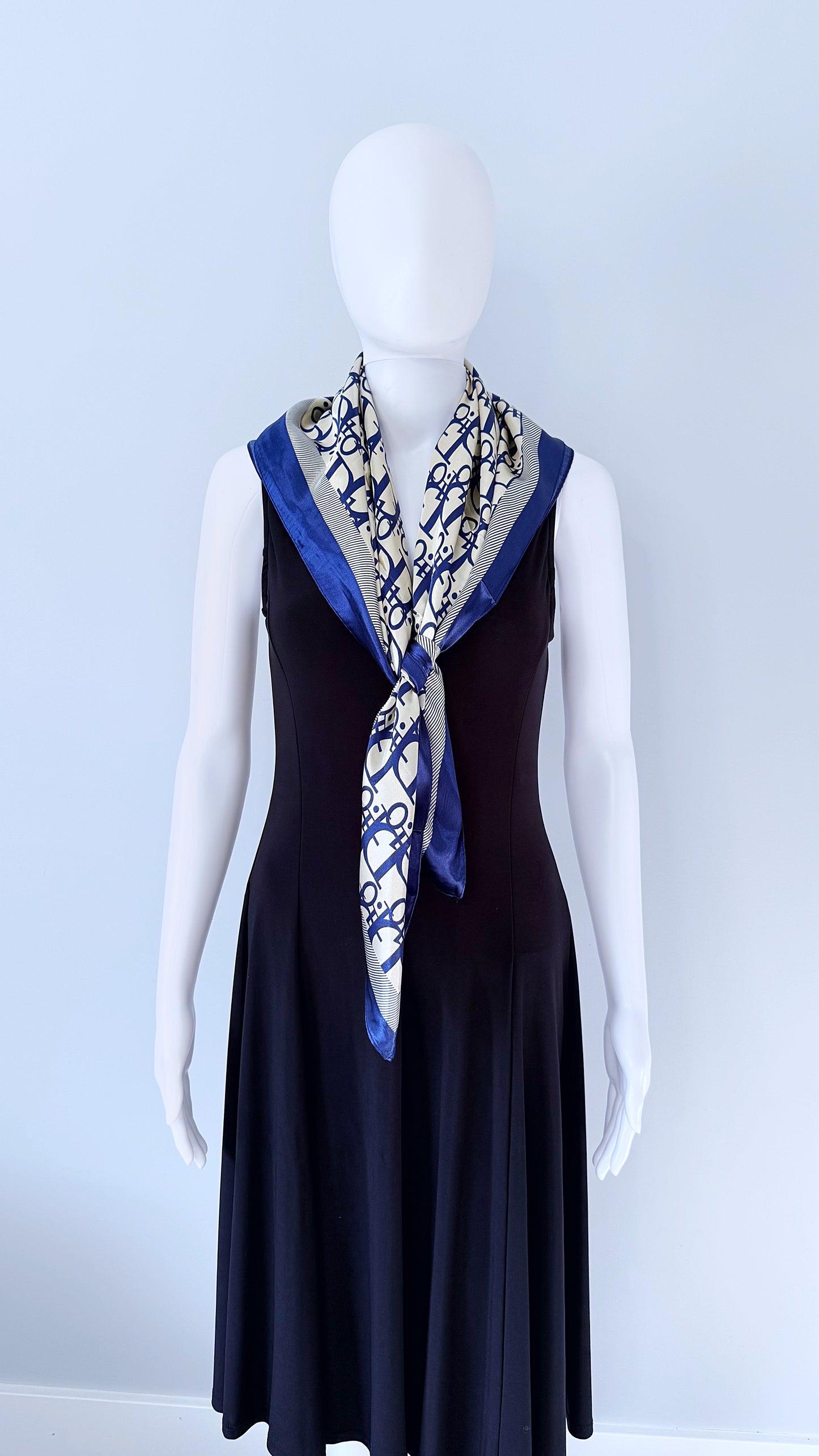 Blue Silk Feel Square Scarf Initial D Print