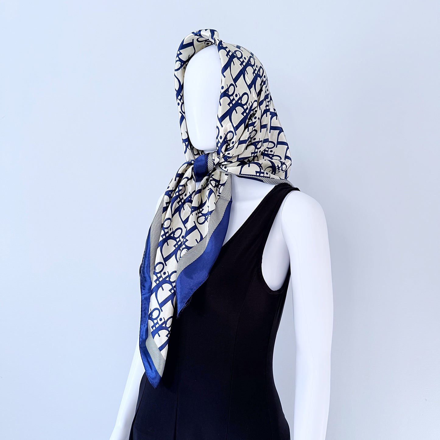 Blue Silk Feel Square Scarf Initial D Print