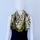 Olive Silk Feel Square Scarf Initial D Print