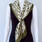 Olive Silk Feel Square Scarf Initial D Print