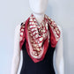 Red Silk Feel Square Scarf Initial D Print