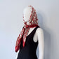 Red Silk Feel Square Scarf Initial D Print